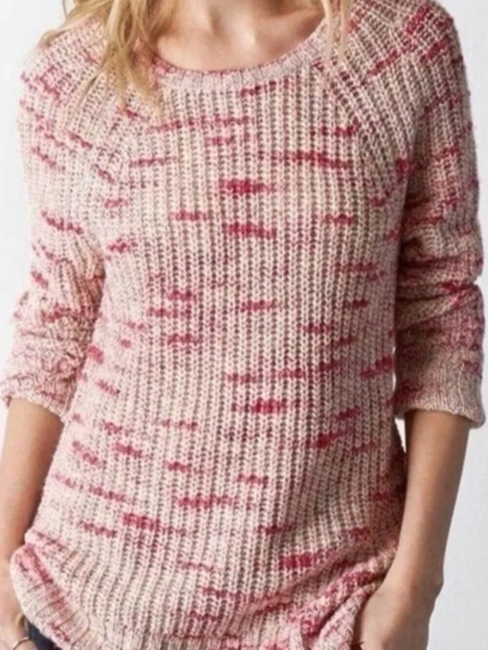 American Eagle Pink and White Wool Blend Jegging Sweater Sz M